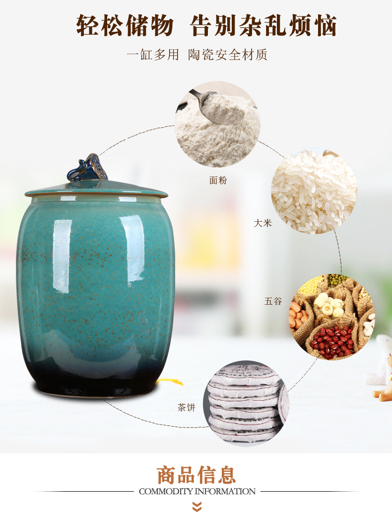Jingdezhen ceramic barrel ricer box with cover seal tea caddy fixings household water tanks moistureproof multigrain bread cylinder cylinder meter box
