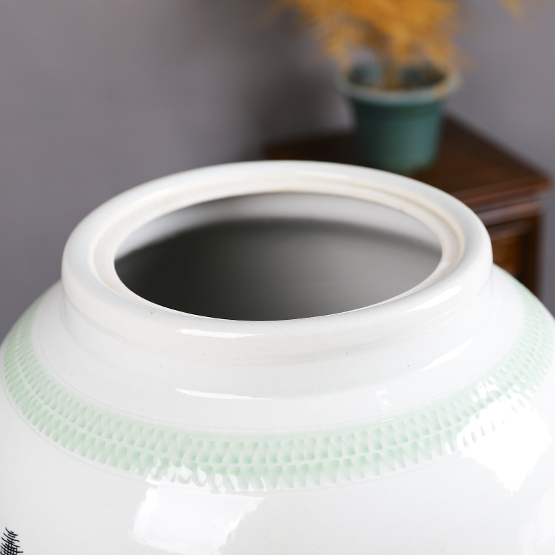 Jingdezhen ceramic barrel ricer box 50 kg/100 jins cylinder tank with cover meters tank cylinder seal storage tank