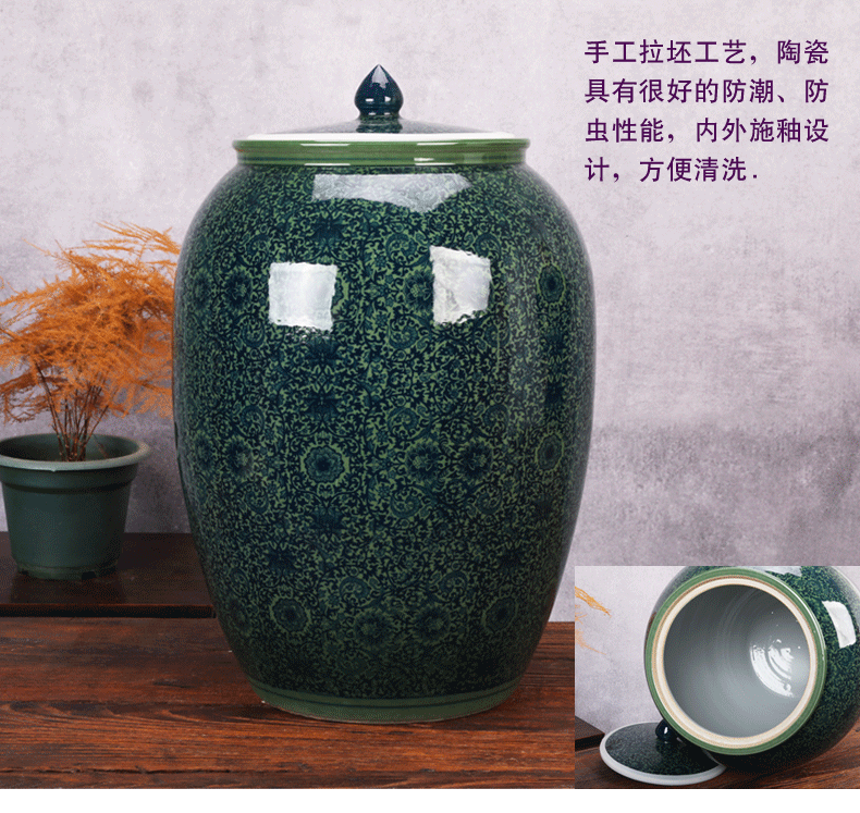 Jingdezhen ceramic barrel tank cylinder storage tank is 100 jins caddy fixings large household porcelain pot