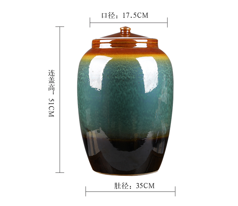 Jingdezhen ceramic barrel 50 kg pack ricer box oil cylinder water pickles meat with cover seal caddy fixings storage tank
