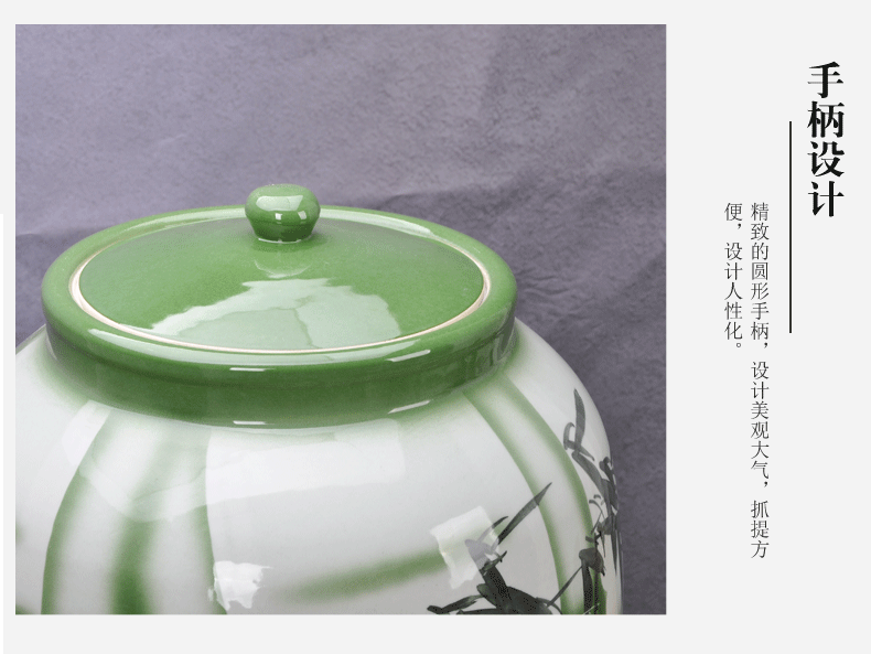 Jingdezhen ceramic the packed tea cake ricer box water tanks of oil cylinder cylinder barrel rice jar with cover seal storage tank is moistureproof