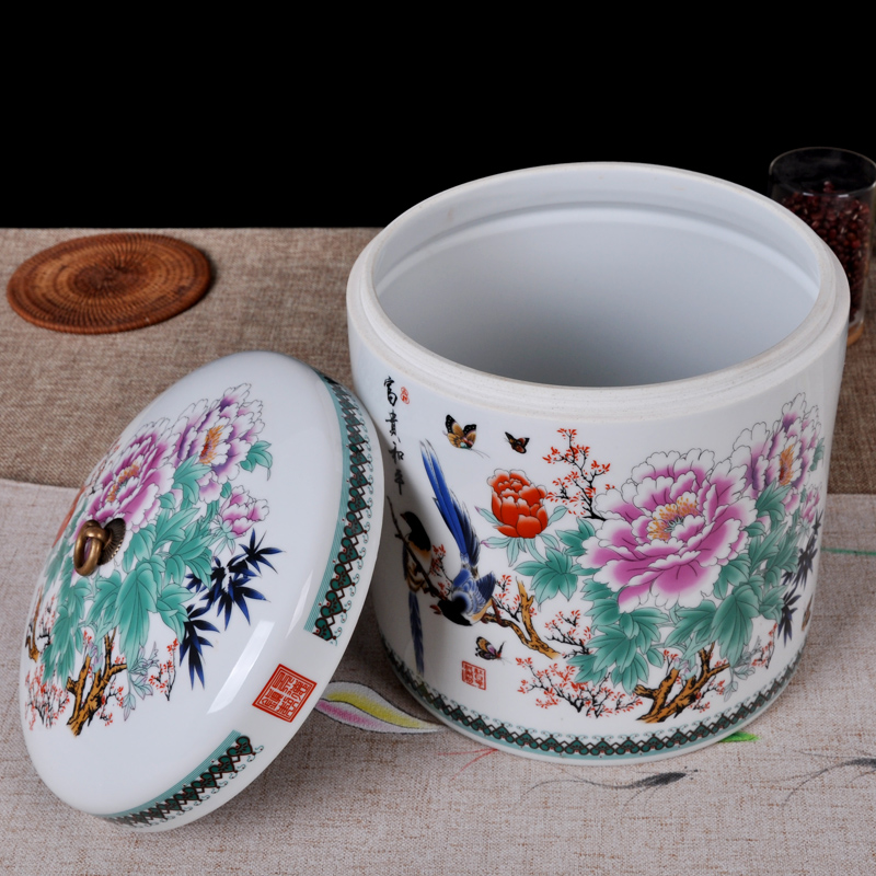 Ceramic 10 jins ricer box barrel storage box meter jar airtight dry storage tank flour moisture receive tank
