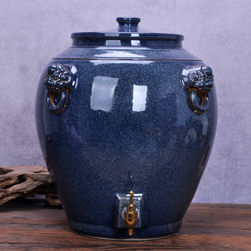 Jingdezhen ceramic barrel oil cylinder tank 20 jins 30 jins of 50 kg 100 jins water storage tank with tap water bucket