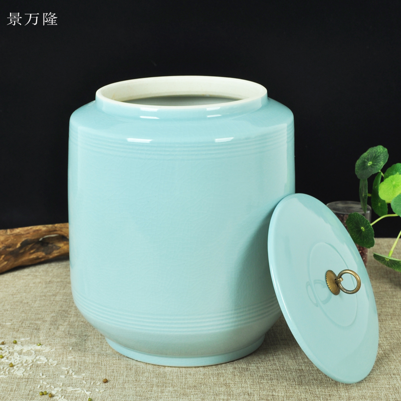 Ceramic barrel ricer box with cover cylinder storage tank water tea cake home seal pickles cylinder expressions using jars