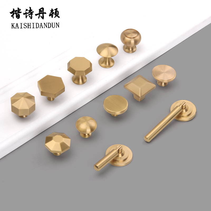 Golden pure copper handle Single hole Nordic cupboard cabinet door drawer door light luxury brass handle