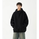 美式重磅半拉链卫衣男冬vibe潮牌纯色连帽衫休闲百搭情侣运动外套