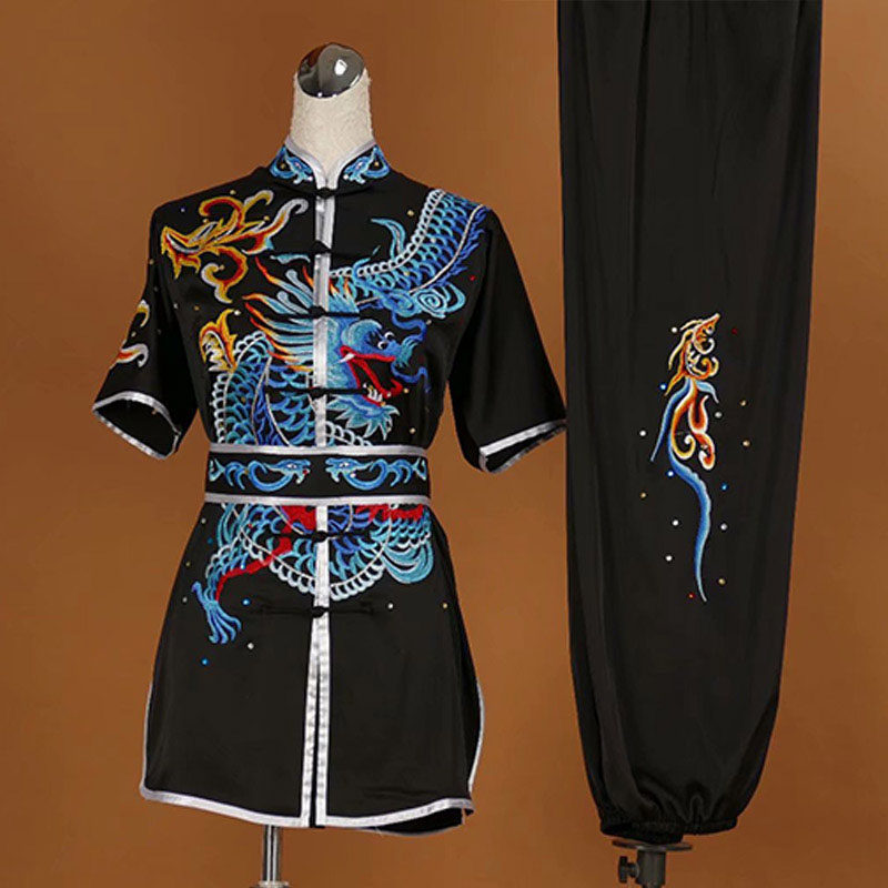 Tai Chi Clothing Men's China National Wind Summer Practice Women's Martial Arts Competition Costume Children Martial Arts Performance Wear Korean Silk