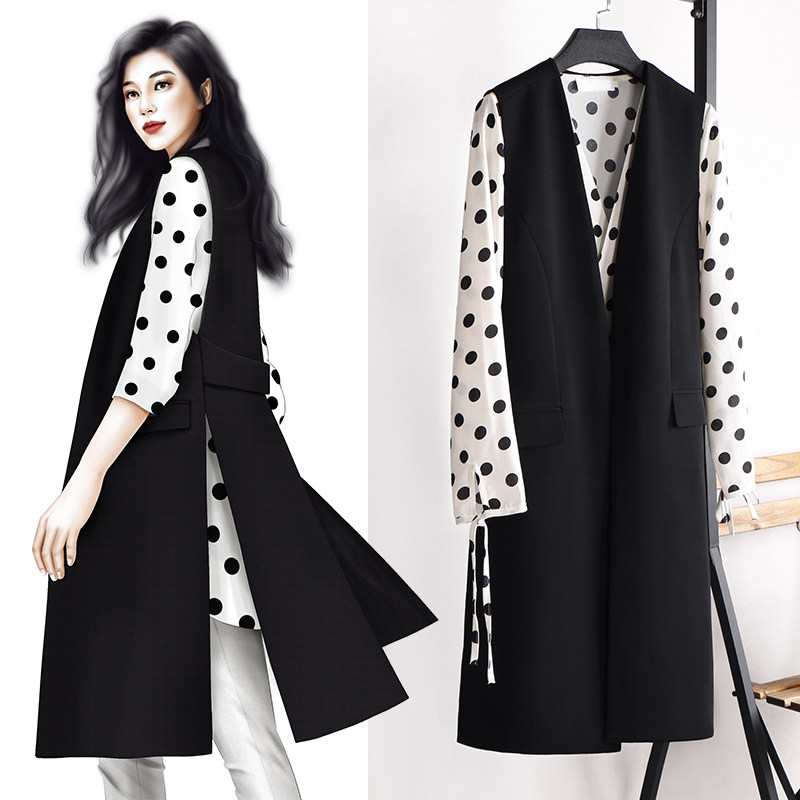 Charlene suit vest female medium long version Korean version 2021 new fall fashion spring autumn and autumn money hitch 800