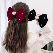 Bowknot velvet ins Wind hairclip back of the head Net red 2020 new top clip girl sweet temperament side clip