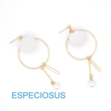 Золотые универсальные серьги, плюшевая подвеска, фугу мяч из жемчуга, популярно в интернете, в корейском стиле, простой и элегантный дизайн