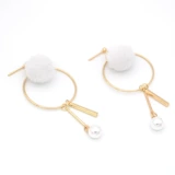 Золотые универсальные серьги, плюшевая подвеска, фугу мяч из жемчуга, популярно в интернете, в корейском стиле, простой и элегантный дизайн