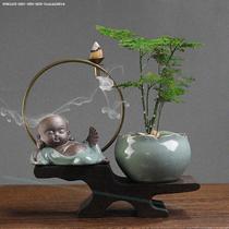 Chinese style pendulum piece Zen-style handicraft monk Bogu frame China Wind Xuanguan Display cabinet Wine Cabinet Desktop Decoration Furnishing