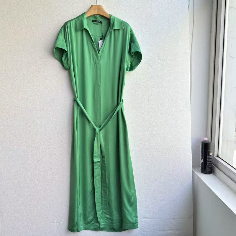 Belgian Export Women's Clothing European and American Fashion Casual Summer Shirt Collar Green Dress