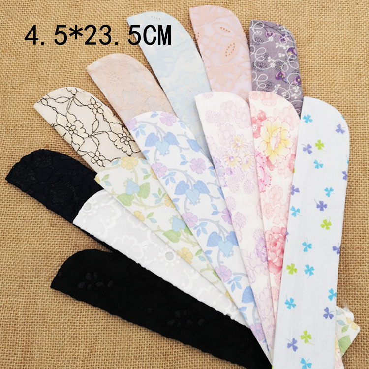 Widened fan bag female cotton embroidered lace cloth foreign trade plain 7 inch Japanese fan - set fan protective suit
