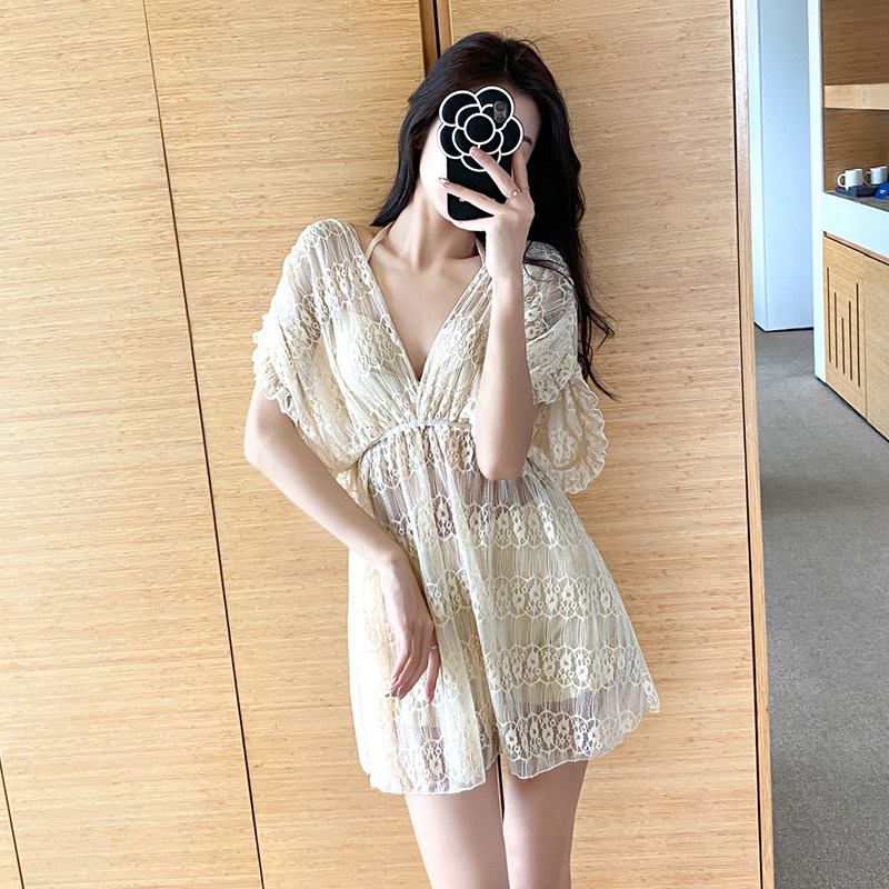 Swimsuit women's summer 2021 new bikini three-three sets to cover slim South Korean Insens Fan conservative spa