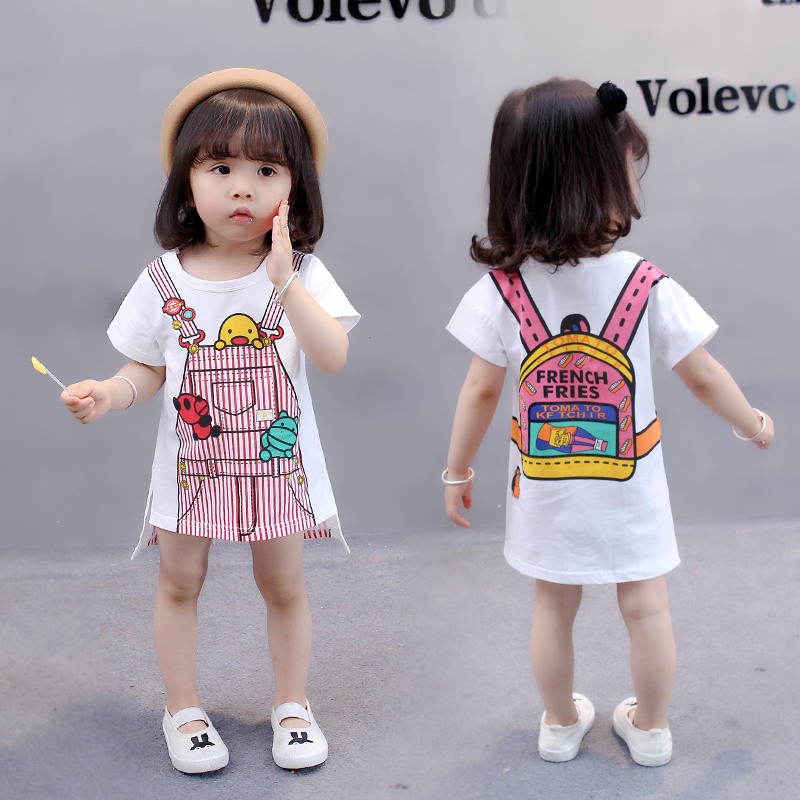 Girls' Stylish Summer Dress New Style Baby Girl Short-Sleeved T-Shirt Dress Infant Princess Dress 1-2-3 Years Old 0