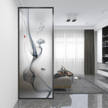Customized art glass screen partitions the living room to block the bedroom home entrance frosted light transmission simple and modern