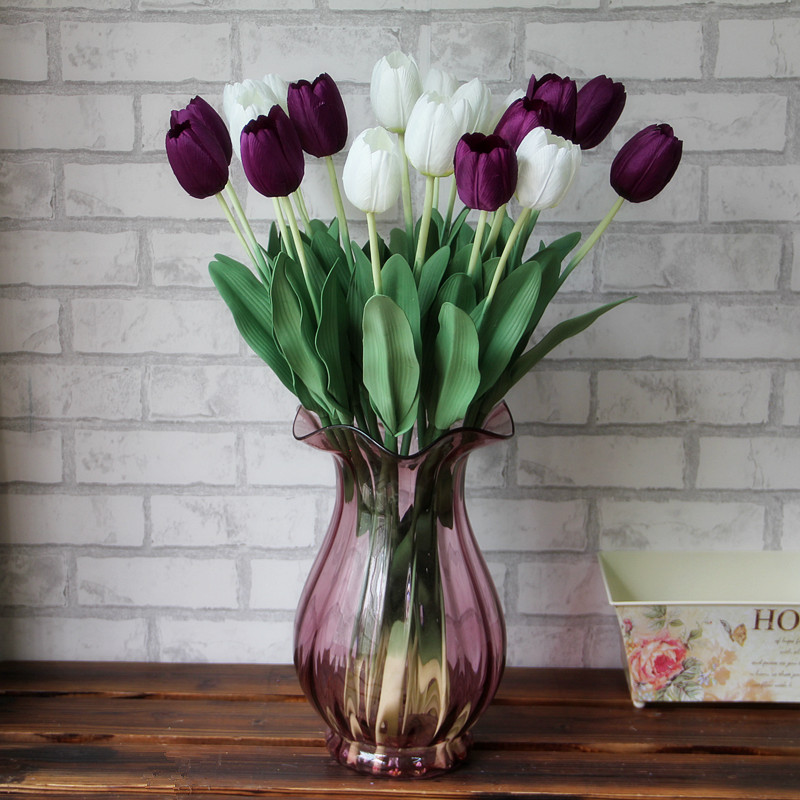 Nhà máy trực tiếp hoa lụa bán buôn mô phỏng hoa tulip để bàn hiển thị trang trí hoa đơn hoa tulip giả - Hoa nhân tạo / Cây / Trái cây hoa giả treo tường