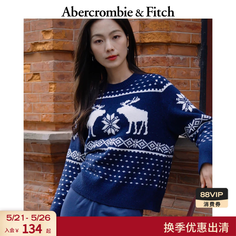 [Classic Replica] Af Classic Big Elk Pattern Fair Isle Sweater Knitwear 26 Spring Women's Clothing 150-6063