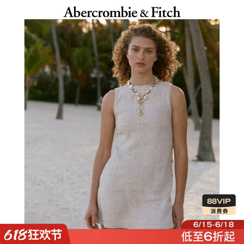 Af American-Style High-End Linen Backless Sleeveless Vest Dress Short Skirt 26 Summer Women's Clothing 159-7421 Af American-Style High-End Linen Backless Sleeveless Vest Dress Short Skirt 26 Summer Women's Clothing 159-7421