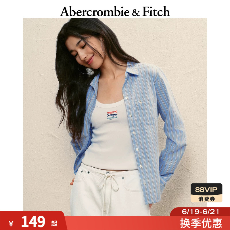 [American Classic] Af Little Elk Pattern Versatile Oxford Long Sleeve Shirt 25 Autumn Women's Clothing 140-5247