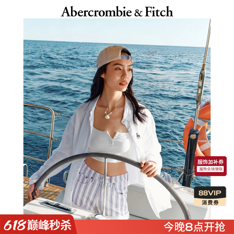 Af Classic Big Elk Pattern American Style Lazy Holiday Style Linen Long-Sleeved Shirt 26 Spring and Summer Women's Clothing 140-6074