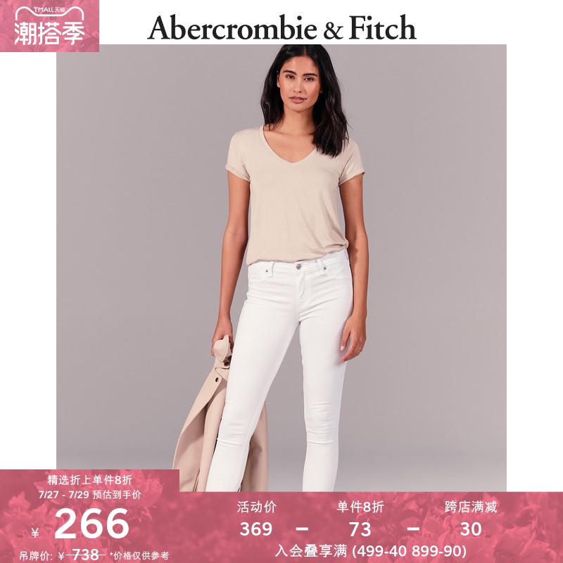 Abercrombie & Fitch Women Dress Mid Waist Heft Skinny White Jeans 305024-1 AF
