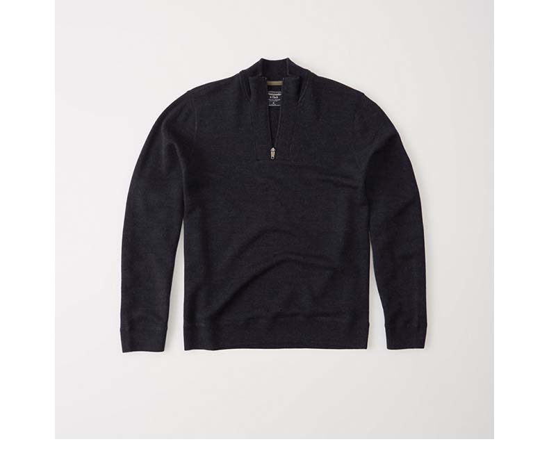 Cuối mùa giải đặc biệt của người đàn ông Abercrombie & Fitch len nửa zip áo len 173894 AF áo sơ mi nam hàng hiệu