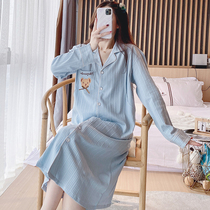 Breast-feeding pregnant womens nightskirts summer thin post-natal cotton moonwear out home clothes dress breast-feeding pajamas