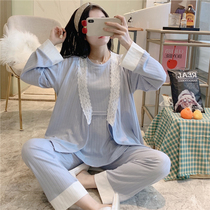 Pregnant women breast-feeding pajamas spring and autumn cotton postpartum spring summer Thin Moon clothes summer feeding three-piece home wear