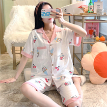 Moon clothing summer thin postpartum cotton pregnant women nursing pajamas short sleeve sweat suction breathable breast feeding Home clothing set