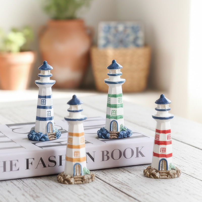 Modern Minimalist Resin Craft Painted Lighthouse Desktop Ornament, Ocean-Themed Photography Prop, Travel Souvenir Modern Minimalist Resin Craft Painted Lighthouse Desktop Ornament, Ocean-Themed Photography Prop, Travel Souvenir