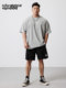 肌肉狗 潮牌华夫格套装运动休闲短袖T恤男宽松训练服健身上衣男士