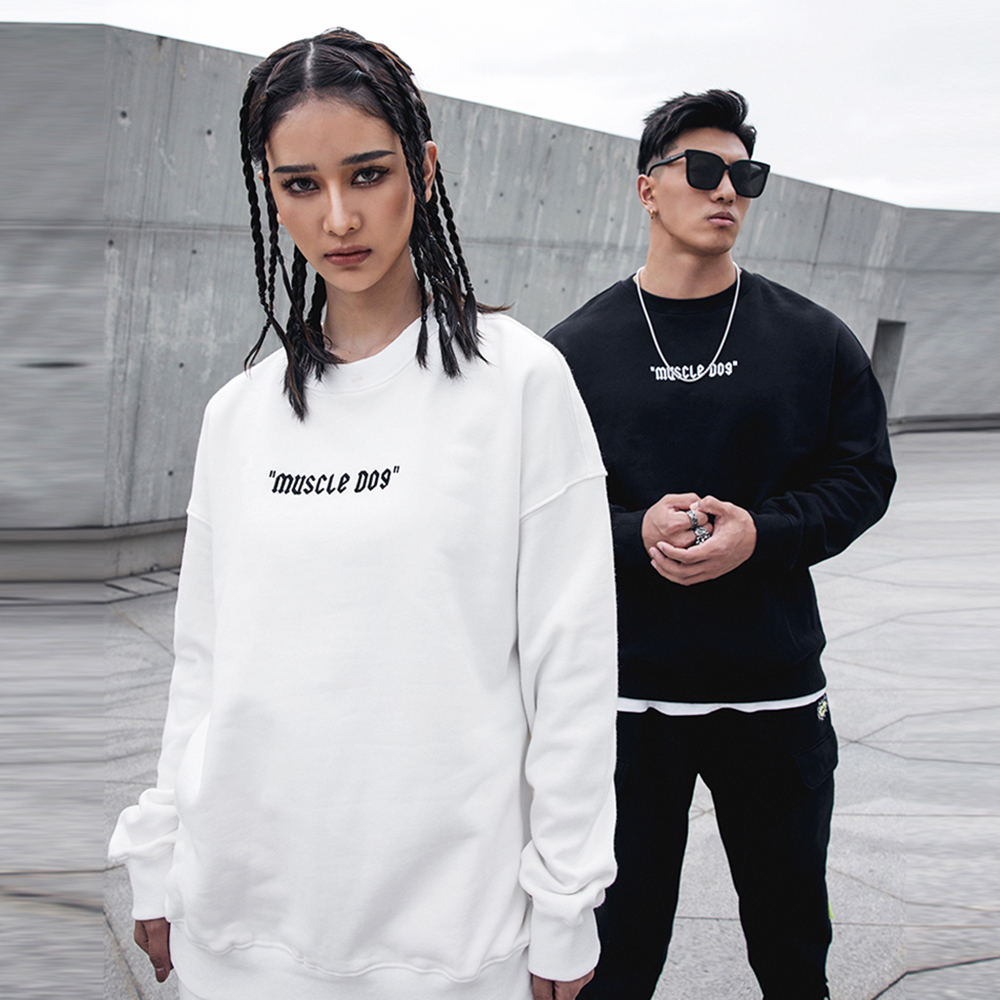 Muscle Dog Sports Suit Men Trends Casual Thick Cotton Loose Bunches Pants Long Pants Fitness Training Two Sets