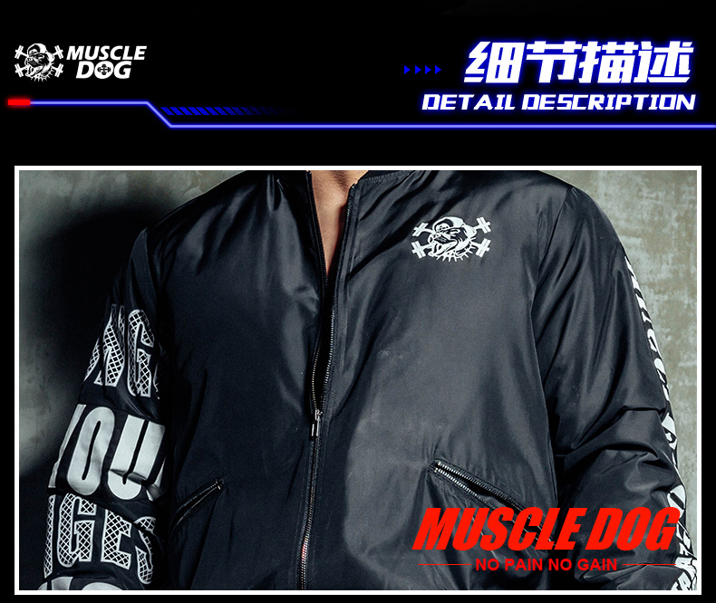 MuscleDog Cơ Bắp Dog Jacket Nam Mùa Thu / Mùa Đông Ấm Loose Thể Dục Ngắn Thể Thao Bóng Chày Áo Khoác Bông Áo Khoác áo phao đại hàn