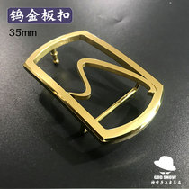 Tungsten gold 35mm plate buckle belt belt buckle tungsten steel luxury grade high-end buckle smooth buckle handmade leather goods