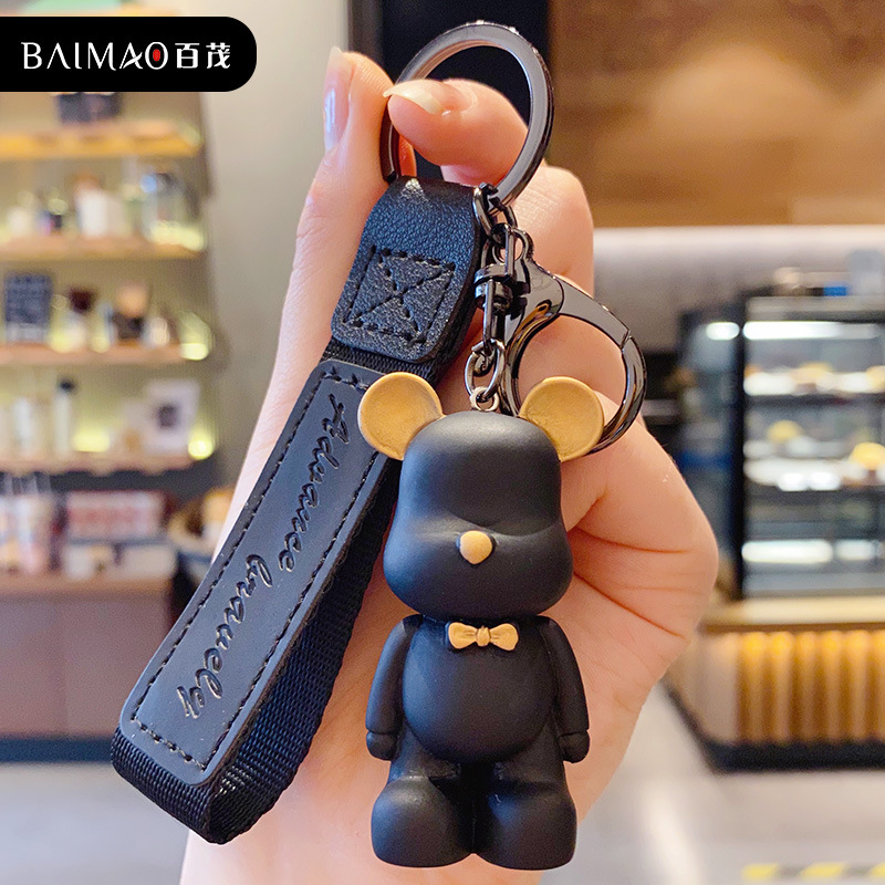 Car Key Buckle Woman Cute Upscale Cartoon Korea Violent Bear Nets Red Ins Couple Men And Women Lovers Bag Pendant