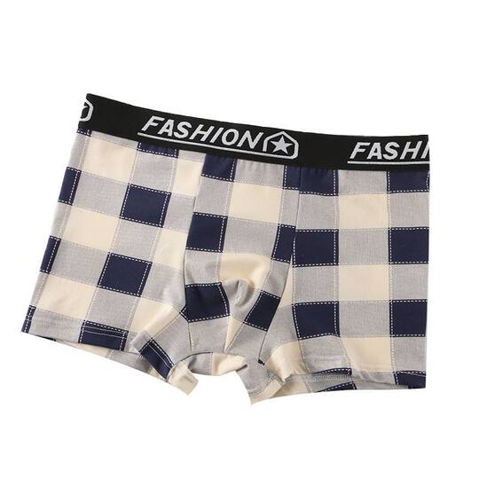 Trendy Men's Underwear, Pure Cotton, Breathable, Antibacterial, Boxer Briefs, Fashionable, Trendy, Personalized Plaid Shorts, Boxer Briefs Style