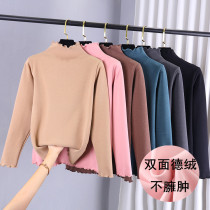 Autumn and winter new semi-high neck base shirt lady de Velle fever warm coat Korean large size long sleeve thick T-shirt