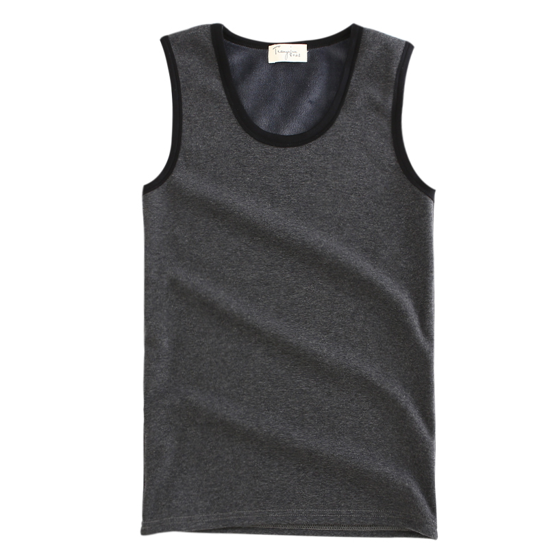 Mùa thu và mùa đông ấm vest đồ lót nam bó sát dày cộng với áo nhung nam không tay Slim chạm đáy áo vest cotton áo lông vũ