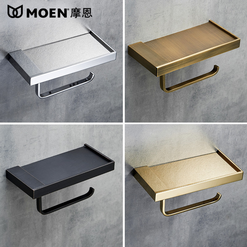 Paper towel holder toilet copper mobile phone rack European gold roll paper holder toilet hardware wall hanging bathroom