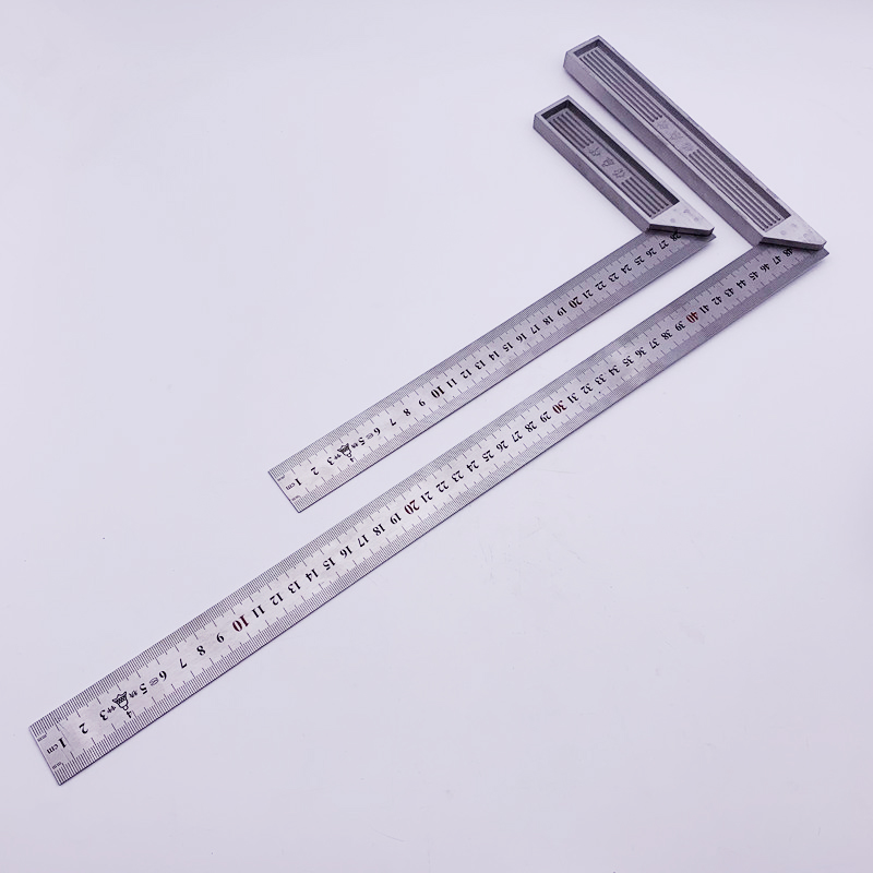 Precision bell brand thickened 90 degree angle ruler Stainless steel turning ruler Woodworking decoration wide seat right angle ruler L-shaped plate ruler back