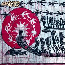 Guangxi Zhuang characteristic folk customs and customs activity scene batik painting Bronze Drum Festival decorative canvas art hanging painting