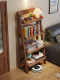 Solid Wood Bookshelf Floor-Standing Storage Rack Living Room Trapezoidal Wall-Mounted Storage Rack Home Bedroom Student Multi-Layer Simple Bookcase
