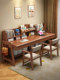 Solid Wood Double Children's Study Table, Desk, Bookshelf Integrated, Adjustable Height, Simple Home Writing Desk, Desk and Chair Set