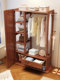 Solid Wood Coat Rack with Dressing Mirror, Integrated Floor-Standing Clothes Rack, Simple Bedroom Storage Rack with Drawer Storage Cabinet