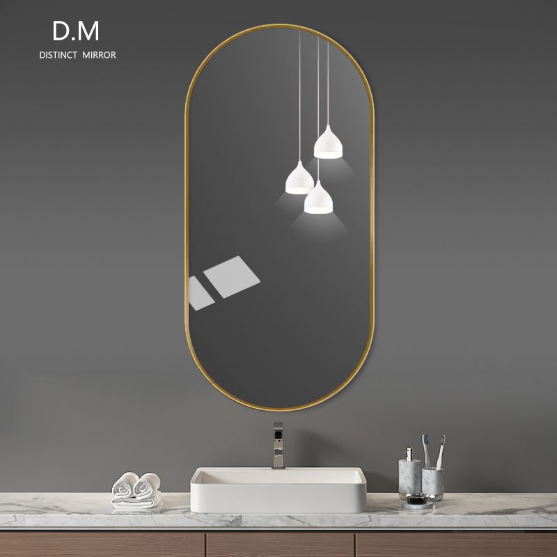 Wash Basin Wash Basin Ribber Oval Mirror Aluminum Alloy Bound Bathroom Mirror Wall Hanging