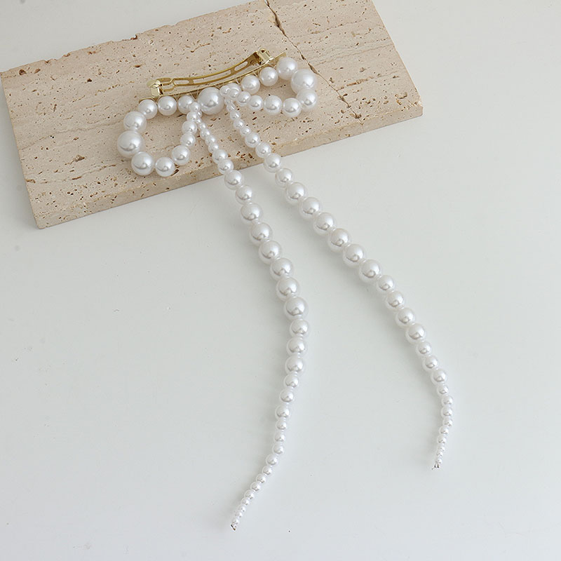 Elegante Dulce Mujeres Nudo De Lazo Perla De Imitación Pinza Para El Cabello display picture 3