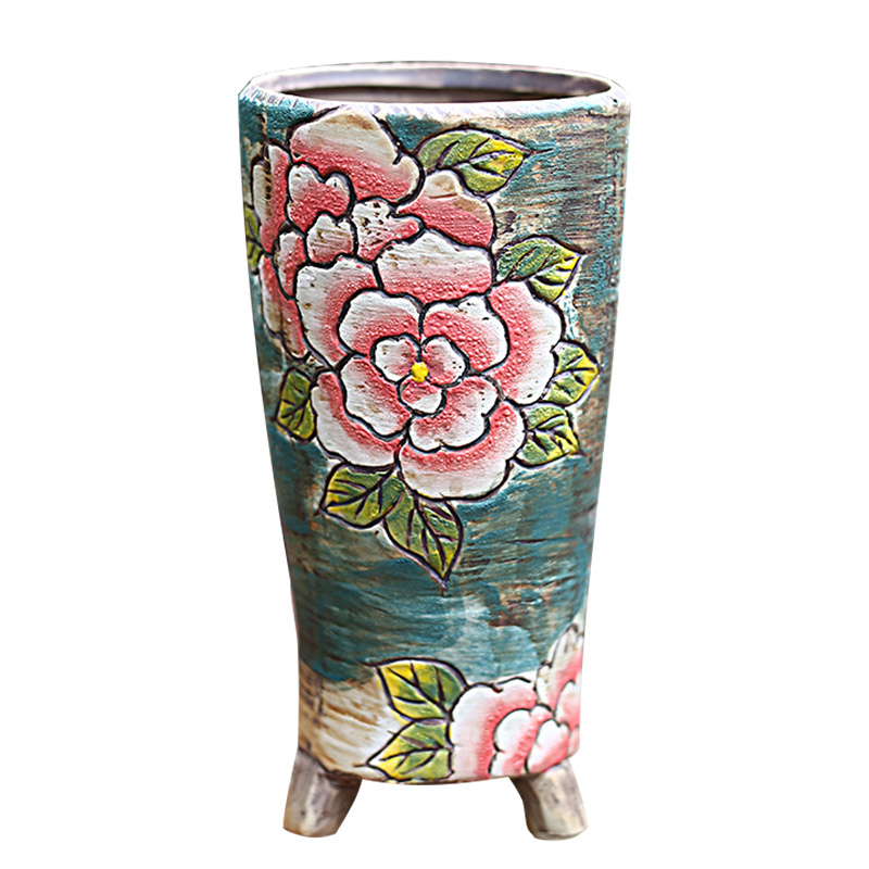 Meaty plant POTS Korean hand - made China ceramic coarse pottery breathable small wind old high mage, fleshy flower pot