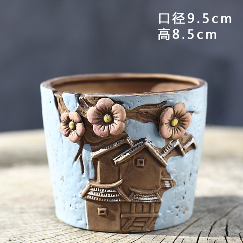 Korean hand - made fleshy flowerpot rectangle large caliber creative move coarse pottery breathable northern wind ceramic wholesale